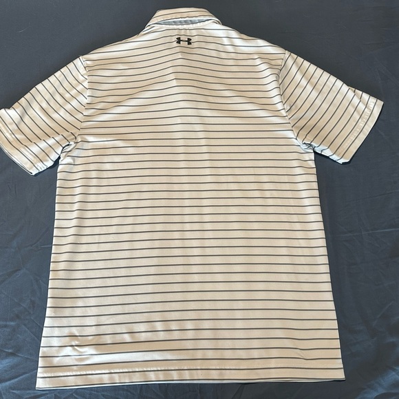 Under Armour Men's Polo Shirt - White and Gray Stripes - Picture 2 of 3